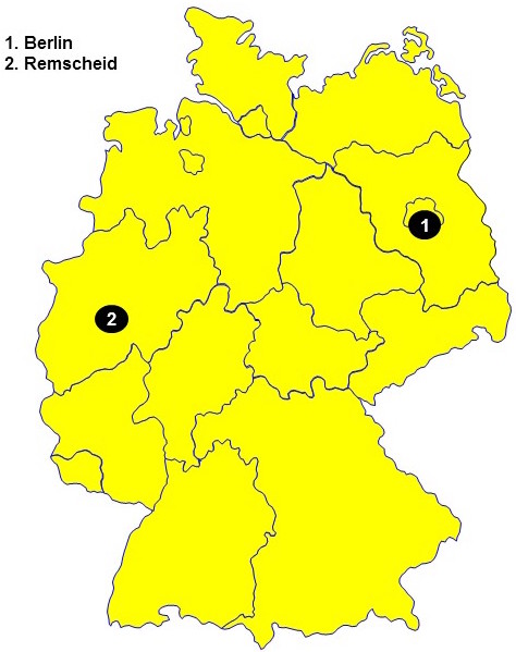 nico europe unternehmen company standorte locations deutschlandkarte umrisse mit standorten in berlin und remscheid