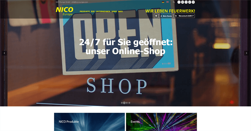 nico europe website ansicht shop banner